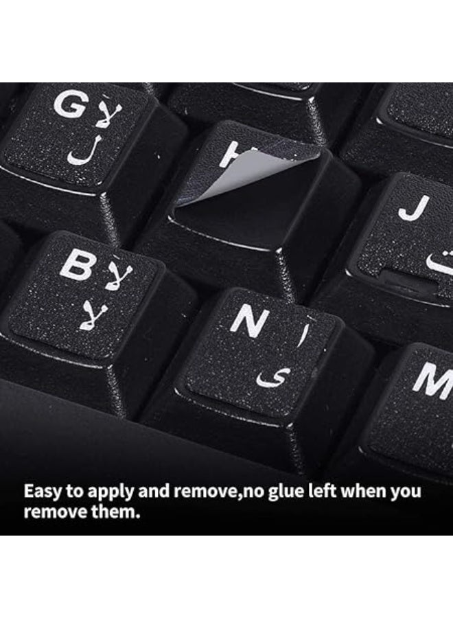 Arabic Keyboard Stickers Replacement, Dust and Water Resistant, Black Background with White Letters, for PC, Laptop, Notebook – 1 Piece - Image 3